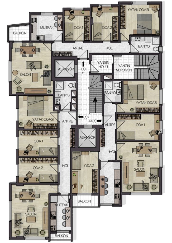 Ata Plus 3+1 normal kat planı